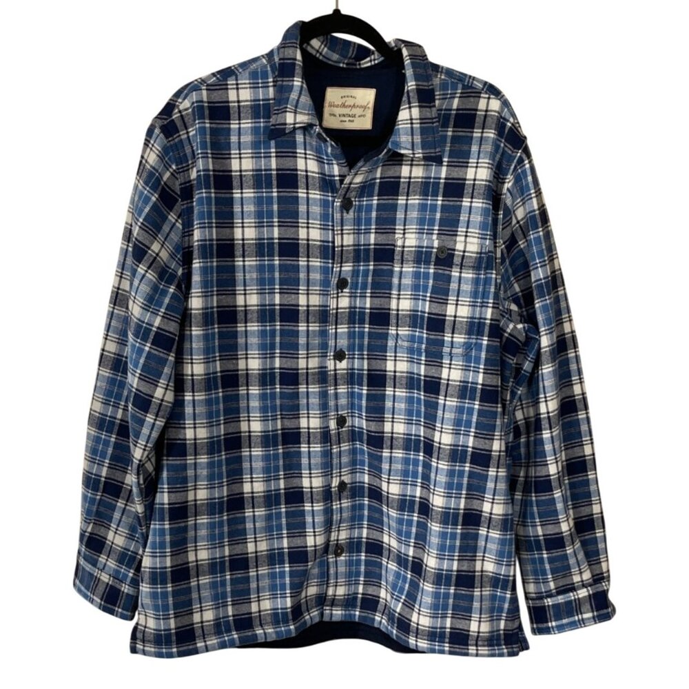 Weatherproof Men's Jacket Flannel Shacket Blue Plaid XL Extra Large